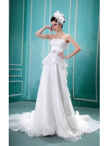 2013 Discount Strapless Wedding Dress With Ruch and Beading In Wedding Party