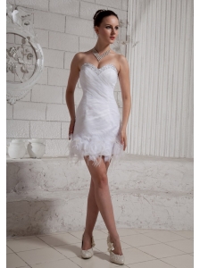 2013 Sweetheart Beaded Feather Mini-length Wedding Dress For Custom Made