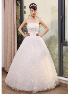 Lace With Beading Decorate Bodice Strapless Floor-length 2013 Wedding Dress