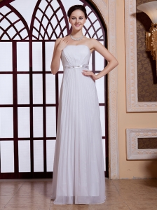 Strapless White Empire Floor-length Chiffon Simple 2013 Prom Gowns Customize