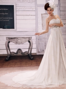 Stylish Sweetheart Empire Wedding Dress Beaded Decorate Bust