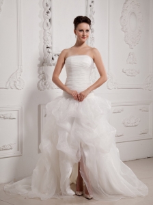 Unique A-line Strapless 2013 Wedding Dress With Ruch and Pick-ups
