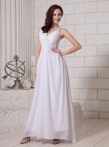 V-neck Empire Ankle-length Chiffon Appliques New Style 2013 Prom Gowns