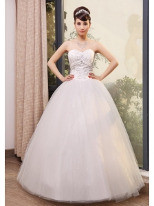 Beaded Decorate Up Bodice Sweetheart Neckline Tulle and Taffeta Floor-length 2013 Wedding Dress
