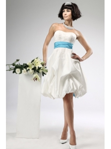 Lace Sashes / Ribbons Empire Taffeta Strapless Knee-length Beach / Destination Wedding Dress