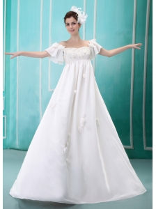 Popular Off The Shoulder A-line 2013 Wedding Dress With Appliques