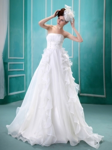 2013 Ruffles A-line Wedding Dress For Custom Made