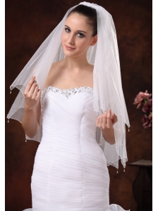 Beautiful Beading Tulle Bridal Veils For Wedding