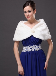 Beautiful Faux Fur Wedding V-Neck White Party / Prom / Cocktail Wraps