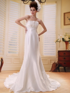 Custom Made Cheap Strapless 2013 Wedding Dress With Appliques