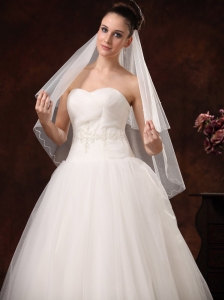 Tulle Ribbon Edge Bridal Veils For Wedding