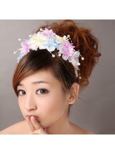 Hand Made Flowers For Muti-color Headpiece With Pearl