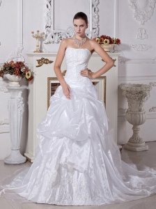 Organza Wedding Dress With Lace Bodice and Pick-ups
