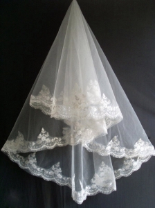 Beautiful Lace Appliques Tulle Wedding Veils