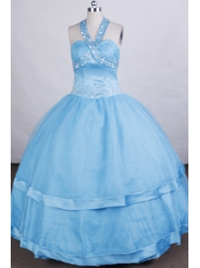 Discount Ball Gown Flower Girl Dress Halter Beading  Floor-length