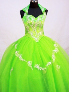 Fashionable Little Girl Pageant Dresses With Halter Top and Spring Green