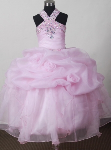 Baby Pink Beading and Pick-ups For Little Girl Pageant Dresses