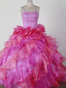 Brand New Ball Gown Little Girl Pageant Dress Beading and Ruffles Spaghetti Straps Floor-length