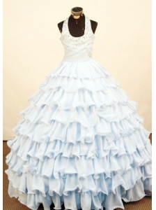 Brand New Layeres Halter 2013 Little Girl Pageant Dress Ruffled Floor-Length Ball Gown