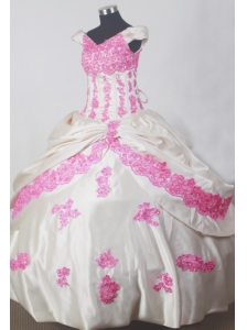 Fashionable Appliques Ball Gown Off The Shoulder Floor-length Little Girl Pageant Dress