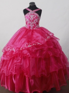 Little Girl Pageant Dresses With V-neck and Beading