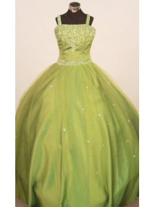 Perfect 2013 Little Girl Pageant Dresses Straps Floor-Length Olive Green Ball Gown