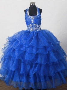 Perfect Beading Ball Gown Halter Top Floor-length Little Girl Pagant Dress