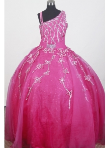 Brand new Beading Hand Made Flowers Ball Gown Strap Floor-length Little Girl Pageant Dress