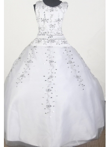 Elegant Beading Ball Gown Scoop Floor-length Little Girl Pageant Dress