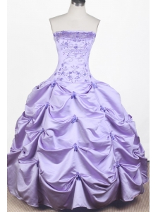 Elegant Embroidery With Beading Ball Gown Strapless Floor-length Little Girl Pageant Dress