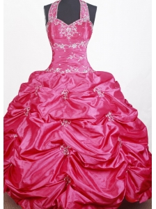 Sweet Ball Gown Embroidery With Beading Halter Top Floor-length Little Girl Pageant Dress