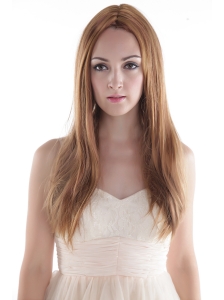 Elegant Blonde Long Silky Straight Human Hair Wig