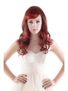 Medium Long High Quality Synthetic Auburn Curly Hair Wig