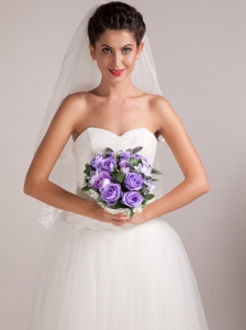 Warm Purple Round Shape Hand-tied Wedding Bridal Bouquet