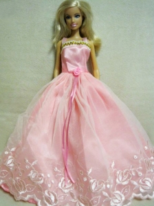 Beautiful Pink Dress With Embroidery Dress For Quinceanera Doll