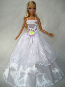 Beautiful White Gown With Flower Made To Fit The Quinceanera Doll