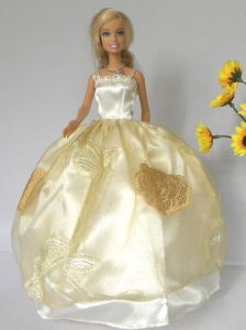 Light Yellow Straps Appliques Handmade Dresses Fashion Party Clothes Gown Skirt For Quinceanera Doll