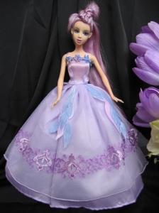 Pretty Straps Lilac Dress With Sequins Made To Fit The Quinceanera Doll