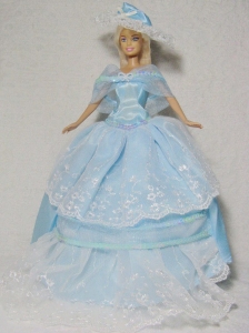 Beautiful Blue Gown With Embroidery Dress For Quinceanera Doll