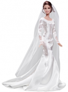 Elegant Handmade White Quinceanera Doll Satin Wedding Dress For Quinceanera Doll