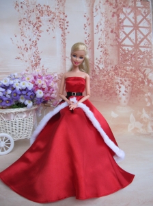 Elegant Party Dress For Quinceanera Doll With Belt