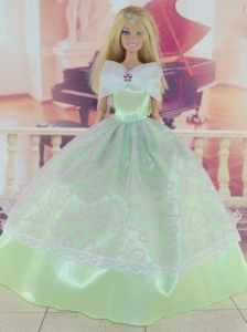 Green Pretty Gown With Embroidery Dress For Quinceanera Doll