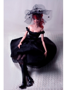 New Fashion Princess Black Dress Gown For Quinceanera Doll