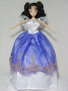 Pretty Royal Blue And White Gown For Quinceanera Doll
