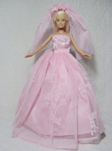 Romantic Pink Wedding Dress With Beading Made To Fit The Quinceanera Doll