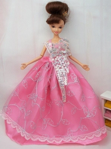 The Most Amazing Rose Pink Dress With Sequins Made To Fit The Quinceanera Doll