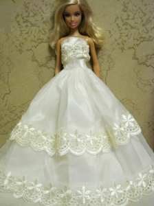 Beautiful Organza Embroidery White Quinceanera Doll Dress