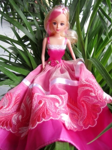 Beauty Party Dress To Quinceanera Doll With Hand Made Flowers And Embroidery