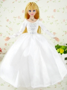 Fashion Handmade White Tulle Quinceanera Doll Wedding Dress For Quinceanera Doll