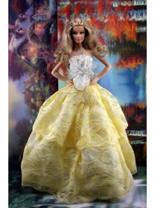 The Most Amazing Yellow Dress With Hand Made Flowers To Fit The Quinceanera Doll